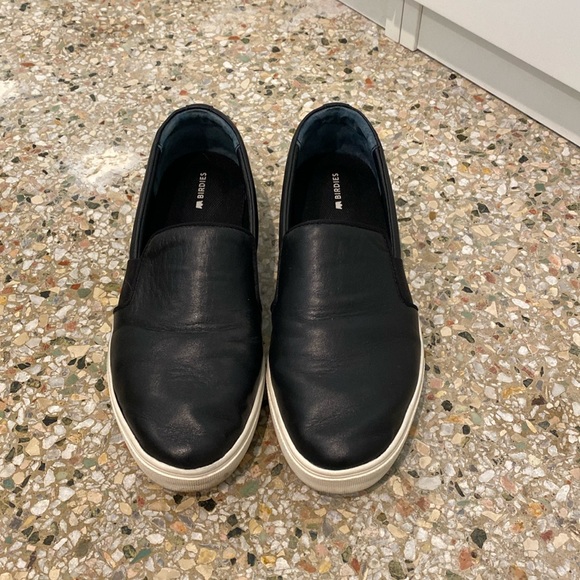 Birdies Swift Sneakers Shoes Black Leather Slip On 8.5 - Picture 2 of 5